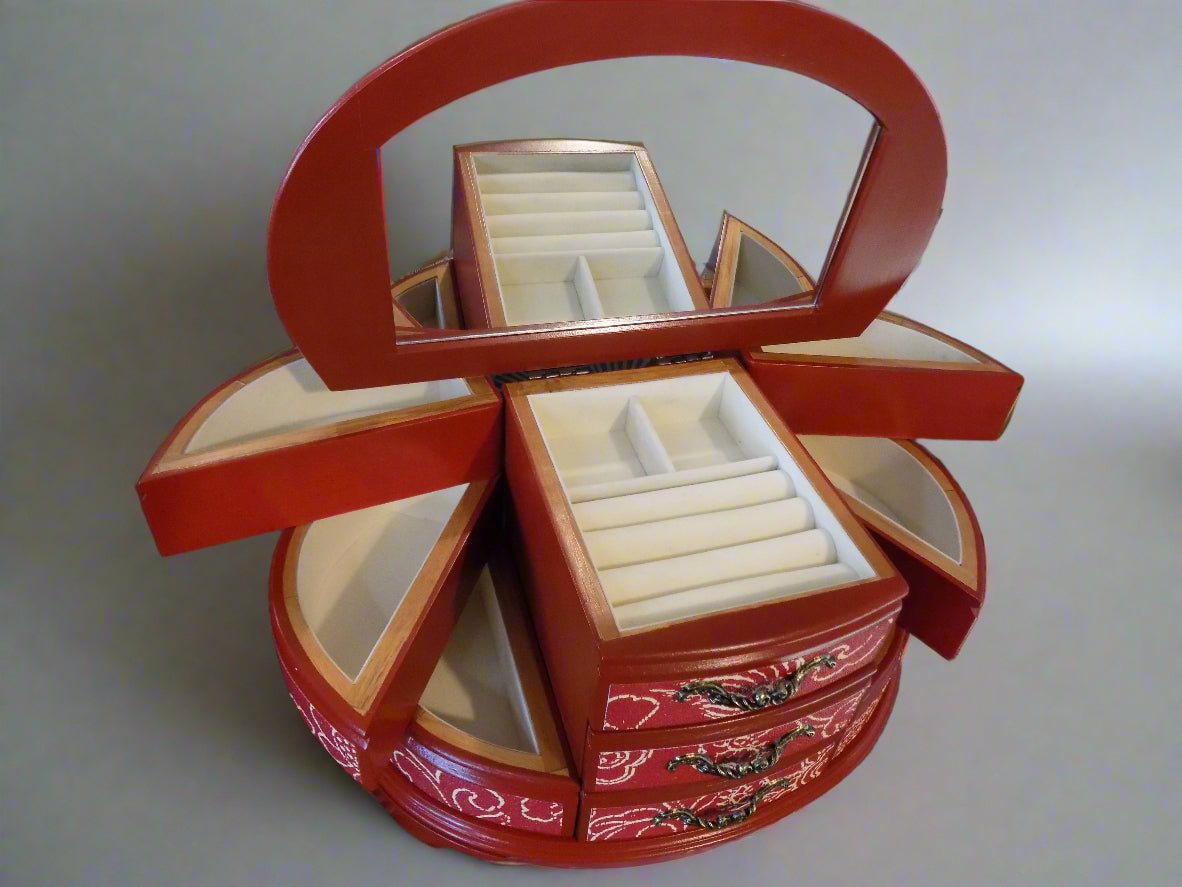 Large Oriental Style Jewellery Box (Red Dragon)