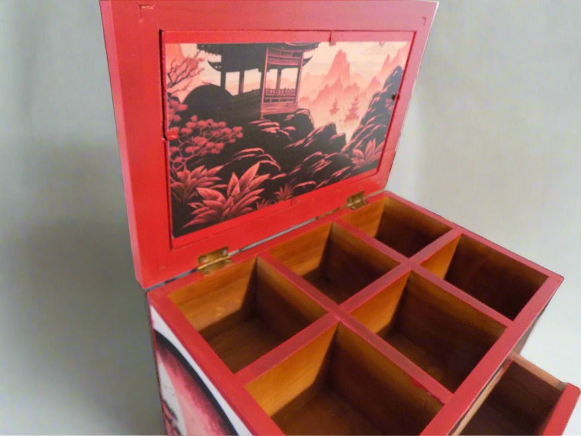 Large Oriental Style Jewellery Box / Small Desktop Storage Cabinet