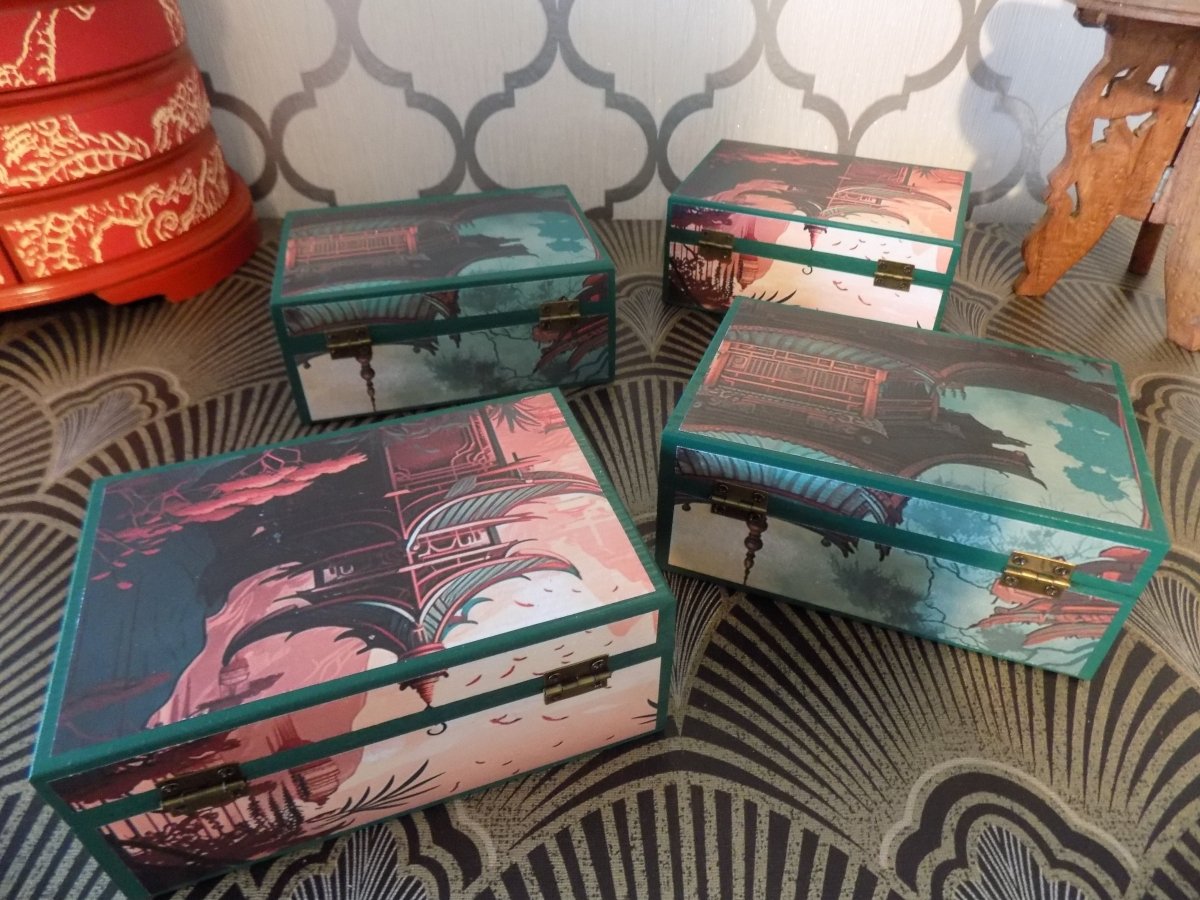 Oriental Style Box Green & Red (Small)