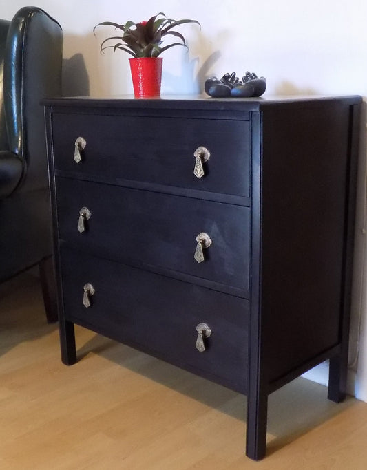 Small 3 drawer dresser with art deco style brass handles