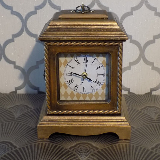 Harlequin Mantel Clock with Hidden Drawers