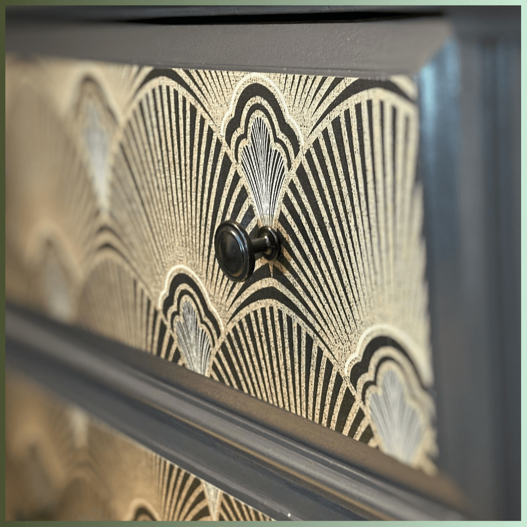 Dark Deco: Lounge Sideboard: Tudor Deco fusion in Charcoal, Gold & Black