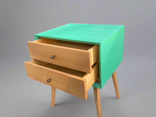Closed Bedside Table in Camden Bookcloth green