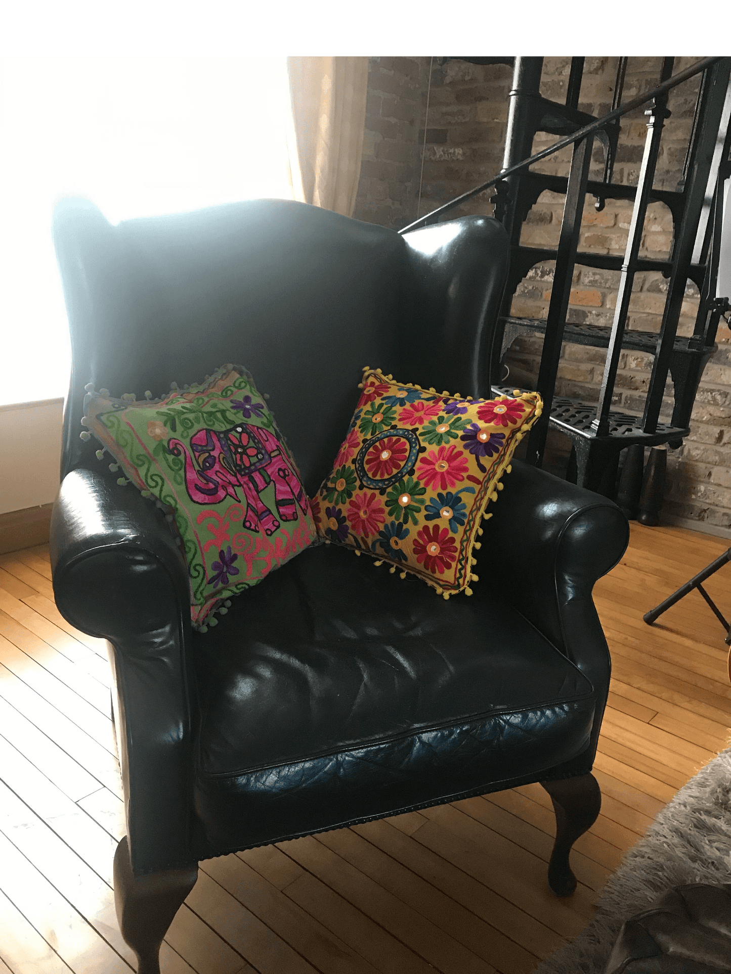 Dark Green Leather ‘Denbigh' Wingback Armchair