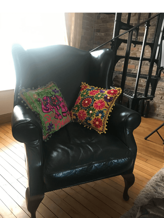 Dark Green Leather ‘Denbigh' Wingback Armchair