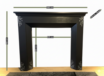 Charcoal Grey Fireplace Surround with decorative detailing