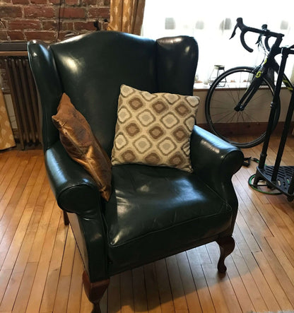 Dark Green Leather ‘Denbigh' Wingback Armchair