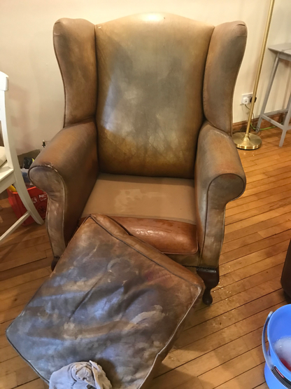 Dark Green Leather ‘Denbigh' Wingback Armchair