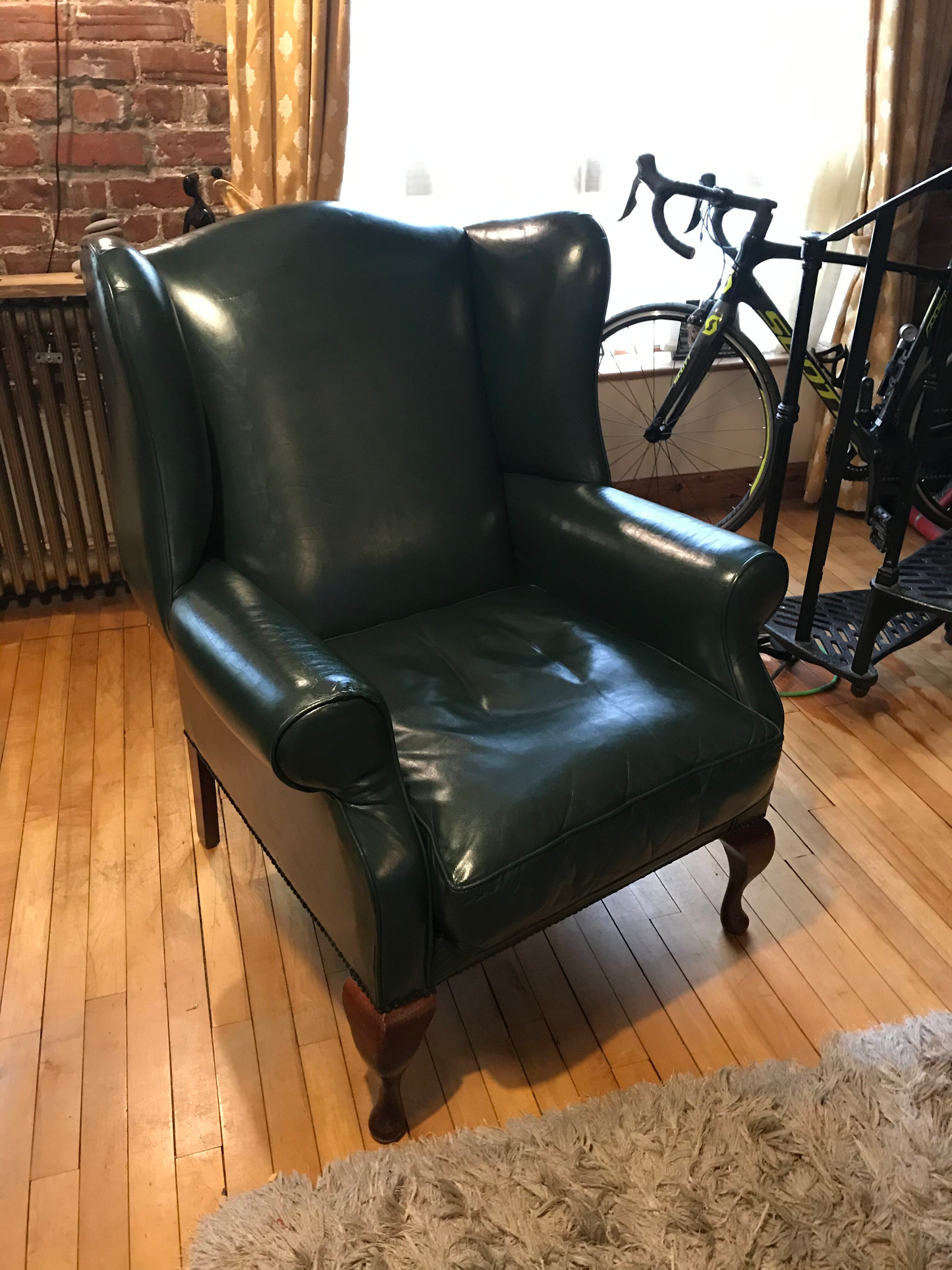 Dark Green Leather ‘Denbigh' Wingback Armchair