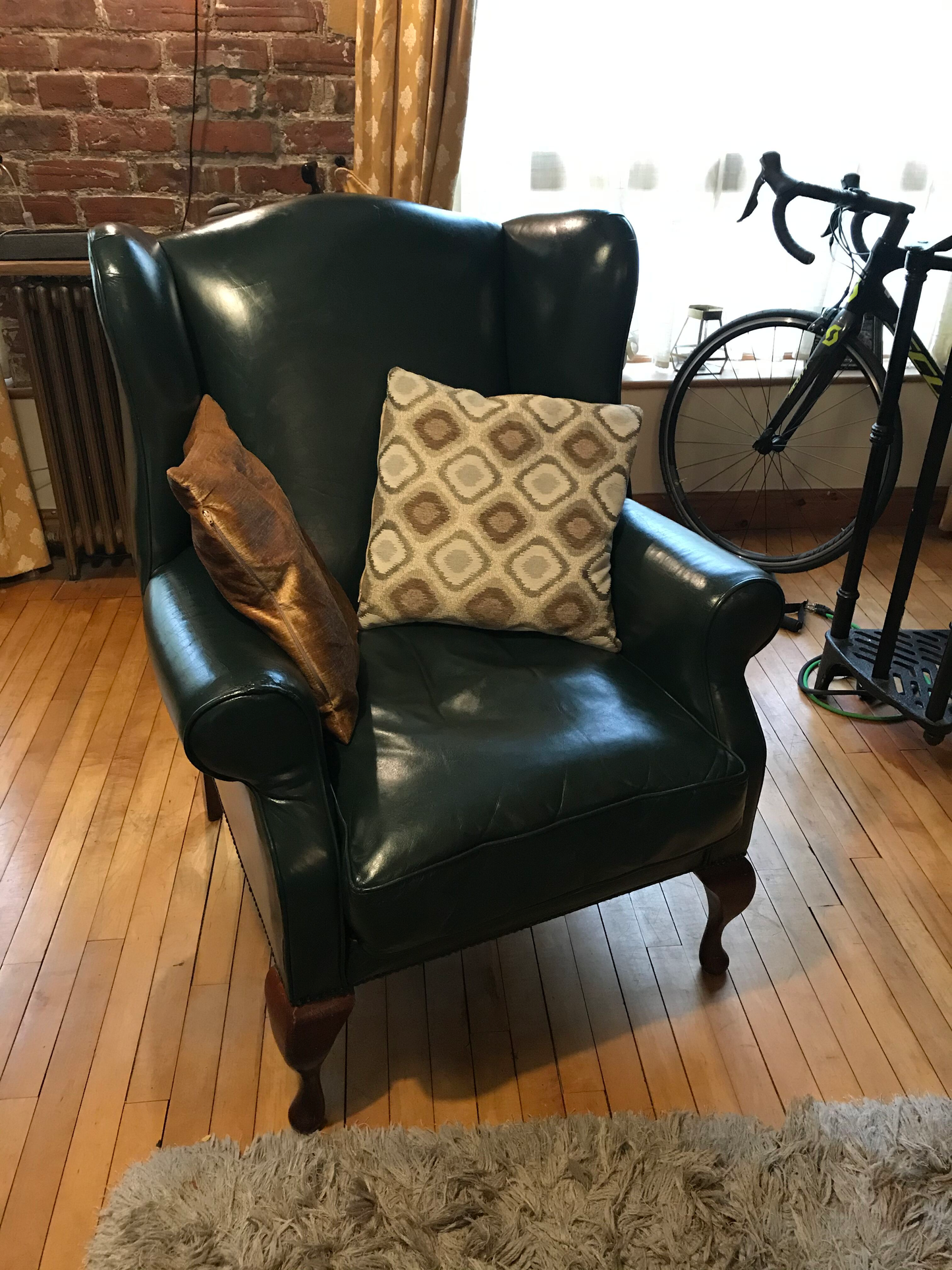 Dark Green Leather ‘Denbigh' Wingback Armchair