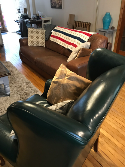 Dark Green Leather ‘Denbigh' Wingback Armchair