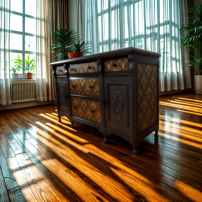 Dark Deco: Lounge Sideboard: Tudor Deco fusion in Charcoal, Gold & Black